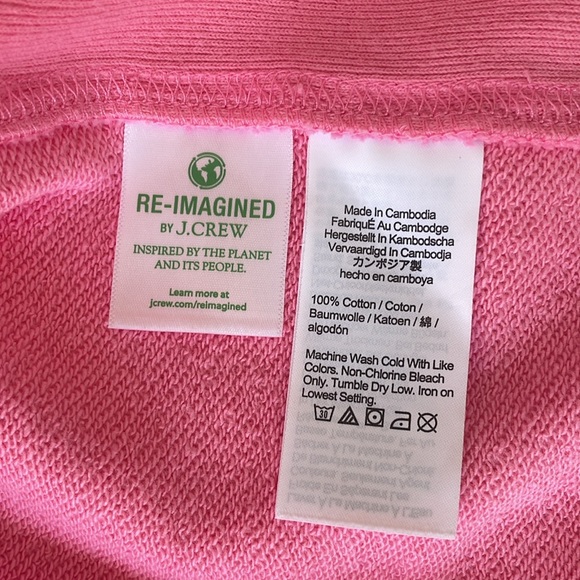 NWT J. Crew University Terry Cropped Crewneck Sweatshirt - Size Small pink - Picture 6 of 12